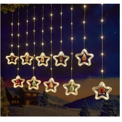 Cortina de led de estrela com bonecos